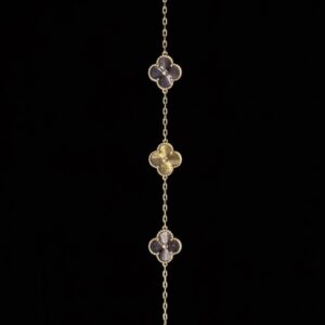 Pulsera VCA Ágata Azul & Motivo Dorado