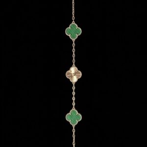 Pulsera VCA Malaquita & Motivo Dorado