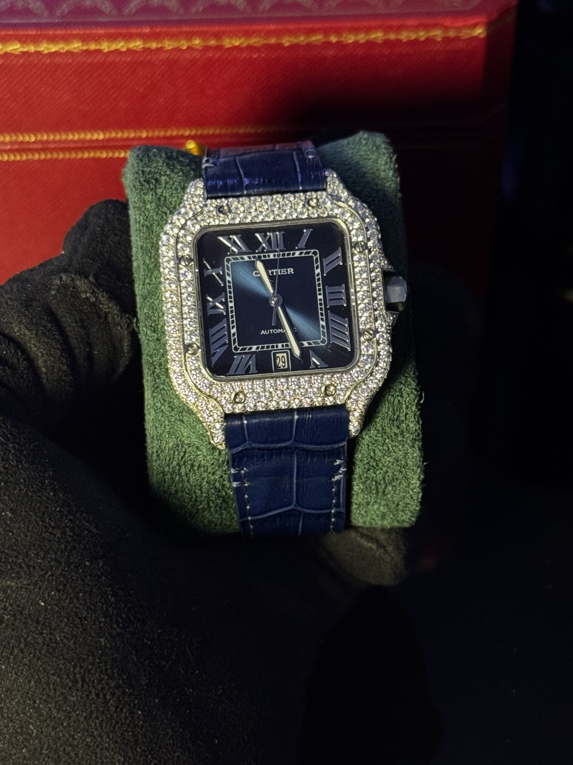 Cartier Santos Blue Dial Diamonds - Image 2