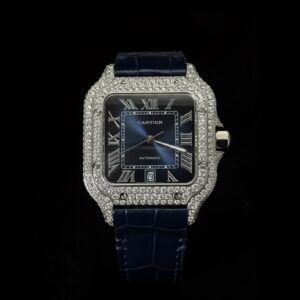 Cartier Santos Blue Dial Diamonds